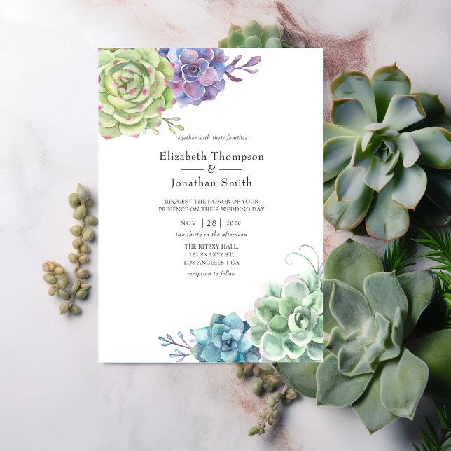 Invitation Aquarelle Cactus Mariage de succulents (Créateur téléchargé)