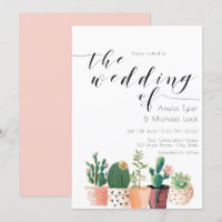 Aquarelle Cactus Mariage de typographie Succulente