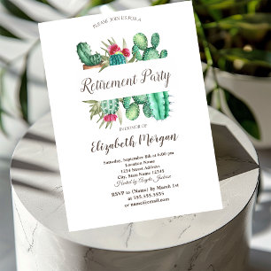 Invitation Aquarelle Cactus Retraite Pois