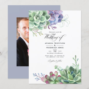 Invitation Aquarelle Cactus Succulent Plante photo Mariage
