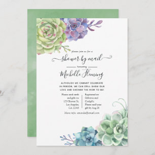 Invitation Aquarelle Cactus Succulents Baby shower par courri