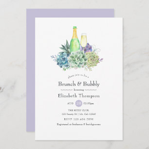 Invitation Aquarelle Cactus Succulents Brunch et Bubbly