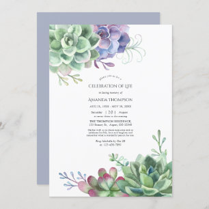 Invitation Aquarelle Cactus Succulents Célébration de la vie