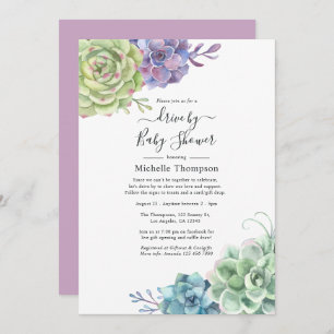 Invitation Aquarelle Cactus Succulents Drive Par Douche