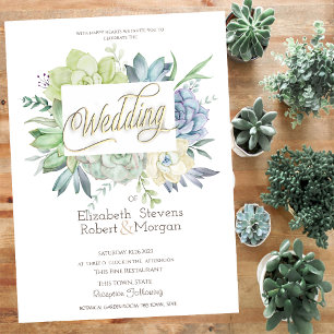 Invitation Aquarelle Cactus Succulents Mariage Pois