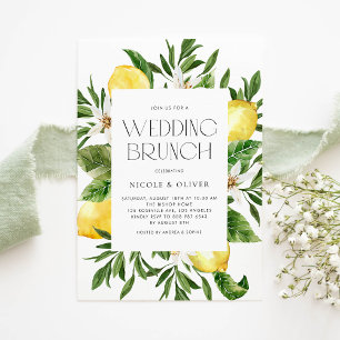Invitation Aquarelle Cadre citron Mariage botanique Brunch