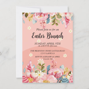 Invitation Aquarelle Cadre Floral Brunch de Pâques