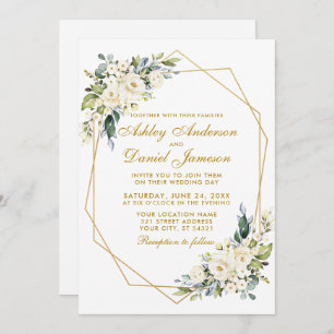 Invitation Aquarelle Cadre Floral Dusty Blue Photo Mariage