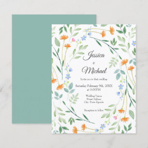 Invitation Aquarelle Cadre Floral Mixte