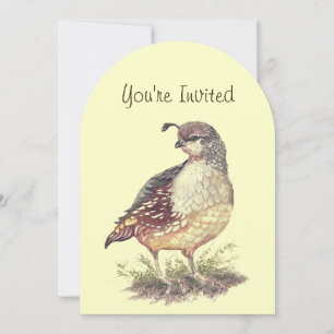 Invitation Aquarelle Californie Quail Bird Love Anniversaire