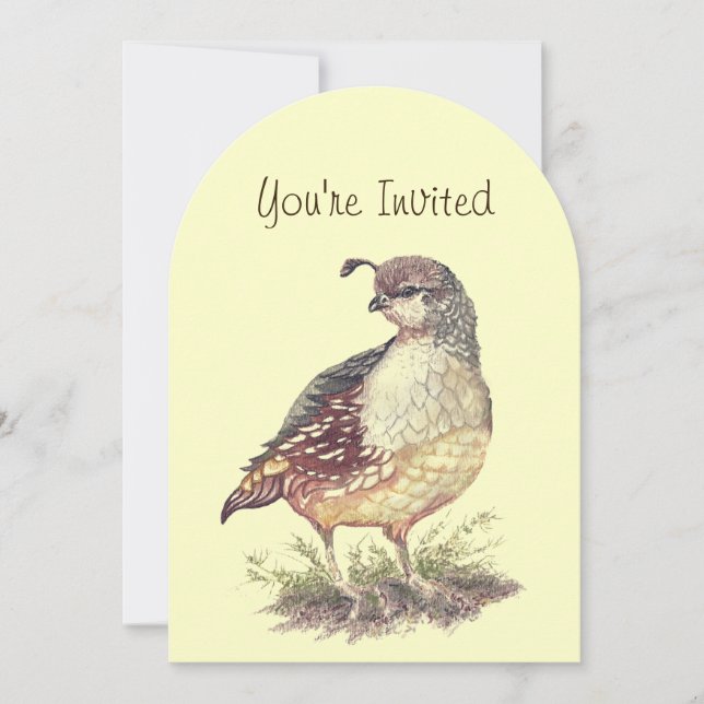 Invitation Aquarelle Californie Quail Bird Love Anniversaire (Devant)