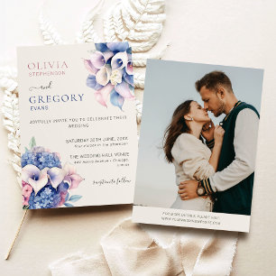 Invitation Aquarelle Calla Lilies & Hydrangeas Mariage photo