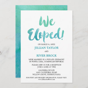 Invitation Aquarelle Calligraphie Beach Elopement Réception