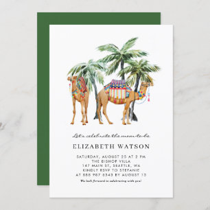 Invitation Aquarelle Camels & Palm Trees Baby shower du déser