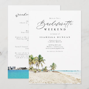 Invitation Aquarelle Cancun Mexique Bachelorette Itinéraire