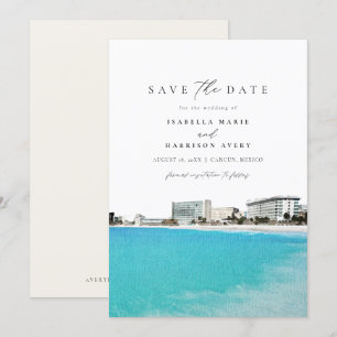 Invitation Aquarelle Cancun Mexique Skyline Enregistrer la da