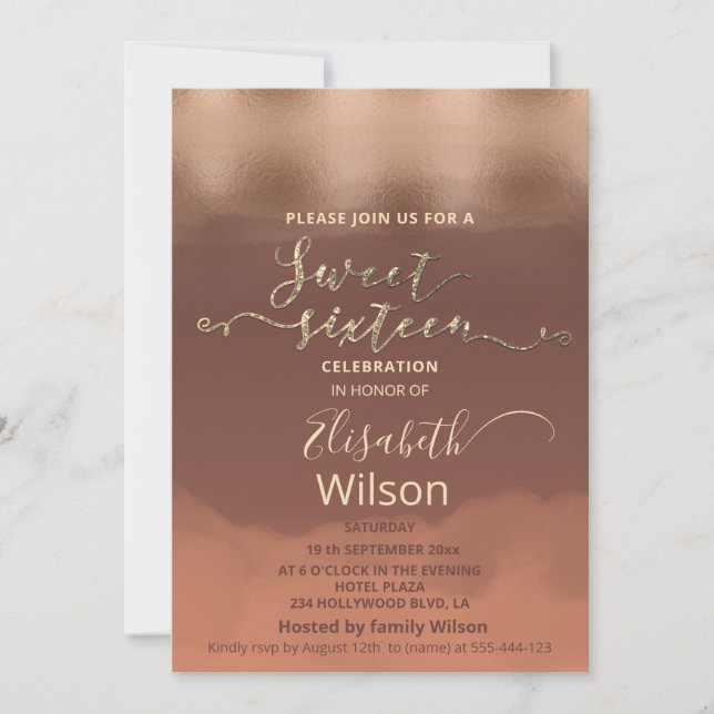 Invitation Aquarelle cantaloupe Rose d'automne (Devant)