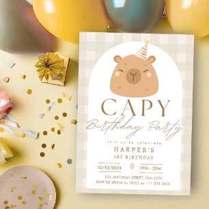 Invitation Aquarelle Capybara Capy Anniversaire Neutre