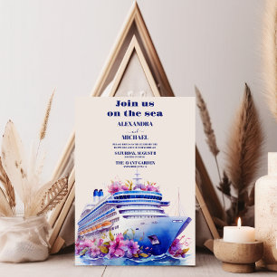 Invitation Aquarelle Caraibes bord de mer mariage pittoresque