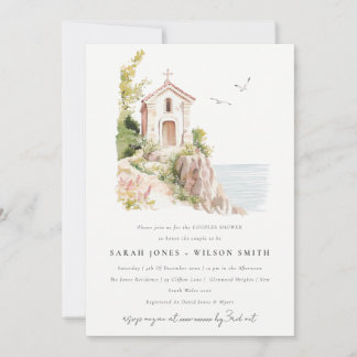 Invitation Aquarelle catholique côtière Eglise Couples Douche
