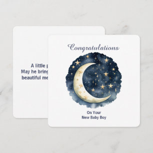 Invitation Aquarelle céleste Lune & Étoiles