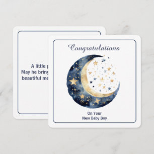 Invitation Aquarelle céleste Lune & Étoiles