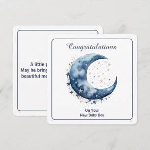 Invitation Aquarelle céleste Lune & Étoiles