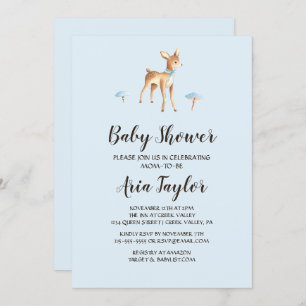 Invitation Aquarelle Cerf de garçon avec Baby shower de champ