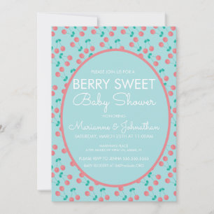 Invitation Aquarelle Cerises Fruit Berry Baby shower rose
