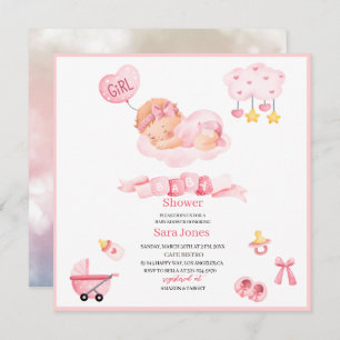 Invitation Aquarelle c'est fille Boho Nursery Baby shower In