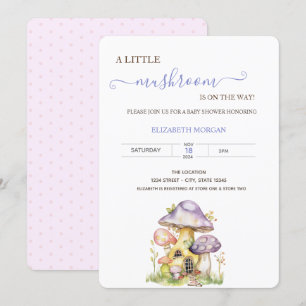 Invitation Aquarelle Champignons Baby shower pointillé