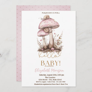 Invitation Aquarelle Champignons Escargots Baby shower des po