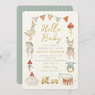 Invitation Aquarelle Champignons et Baby shower Whimsical