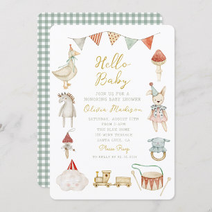 Invitation Aquarelle Champignons et Baby shower Whimsical