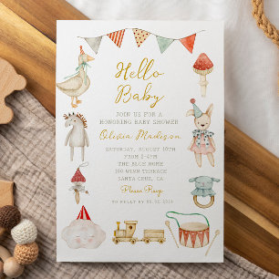 Invitation Aquarelle Champignons et Baby shower Whimsical
