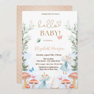 Invitation Aquarelle Champignons Papillons Baby shower points
