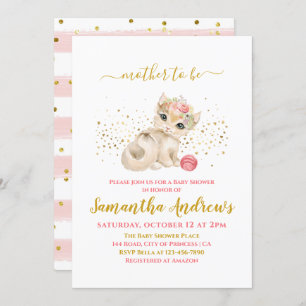 Invitation Aquarelle Chat bébé et Baby shower de fleurs