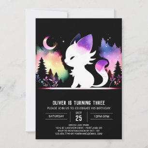 Invitation Aquarelle Chat Boho Anniversaire