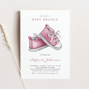 Invitation Aquarelle Chaussures Bébé Rose C'est une Fille Béb