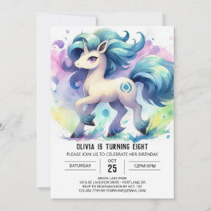Invitation Aquarelle Cheval numérique Anniversaire