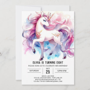 Invitation Aquarelle Cheval Personnalisé Anniversaire