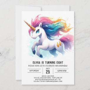 Invitation Aquarelle Cheval Personnalisé Anniversaire