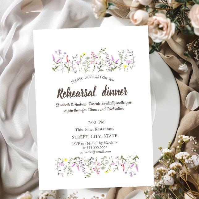 Invitation Aquarelle Chic Fleur Sauvage (Créateur téléchargé)