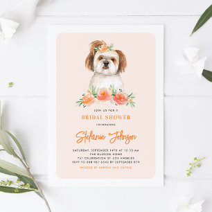 Invitation Aquarelle Chih Tzu et Fleurs de Pêche Chien Annive