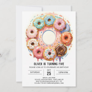 Invitation Aquarelle Chocolat Donuts Anniversaire