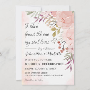 Invitation Aquarelle Christian Blush rose Mariage Floral