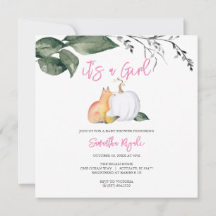 Invitation Aquarelle Chute Bois Bébé Fille Douche