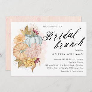 Invitation Aquarelle Chute Citrouilles et Foliage Bridal Brun