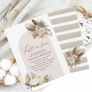 Invitation Aquarelle Chute d'amour Fleur beige Citrouille bri