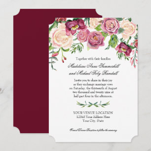 Invitation Aquarelle Chute Hiver Bourgogne Feuil de Rose flor